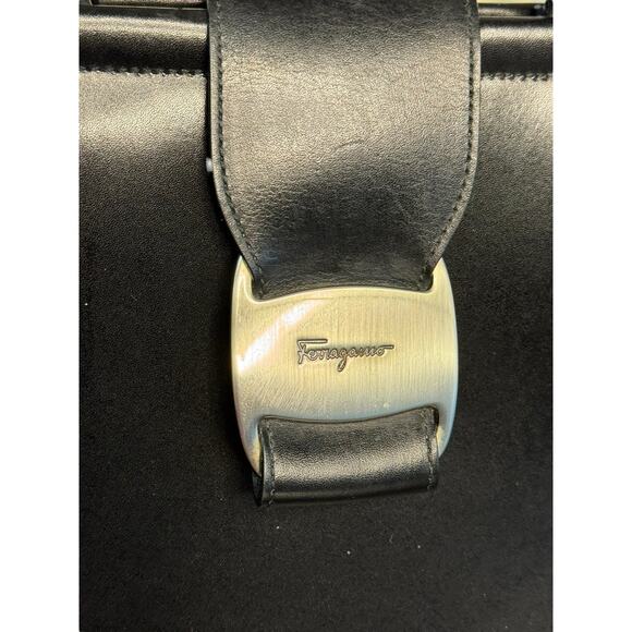 Salvatore Ferragamo Vintage Top Handle Bag in Black w/Silver Hardware - Picture 5 of 16